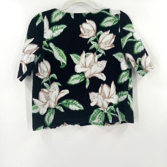 Anthropologie 9-H15 STCL Kobus Magnolia Floral‎ Zipper Boxy Crop Shirt Medium - Picture 3 of 8